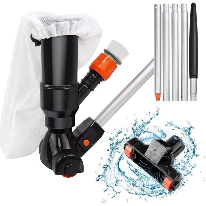 Poolstaubsauger, Manueller Poolstaubsauger Für Oberirdische Pools Mit Bürste Und 5-teiligem Stiel Sowie Netzbeutel, Tragbarer Mini-staubsauger Als Reinigungsaccessoire Für Teich, Whirlpool, Brunnen, B