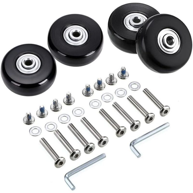 Satz Mit 4 Ersatzrädern 50x18mm – Schwenkrollen Aus Gummi – Komplettset Mit Achsen Und Schrauben – Für Koffer Und Gepäck