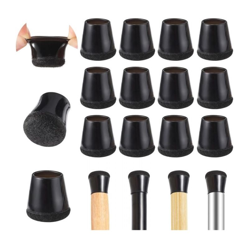 20 Stück Stuhlbein-gleiter, Elastische Filz-stuhlkappen, 14-20 Mm Tischecken-schutz Zum Schutz Der Tischbeine Und Vermeidung Von Kratzern Auf Dem Boden (schwarz)