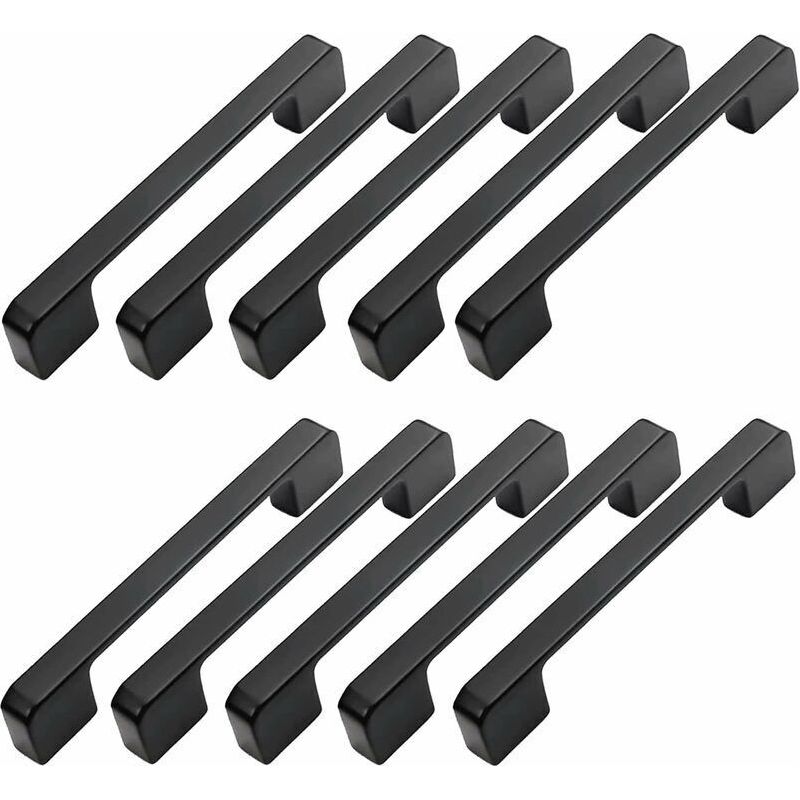 10er-set Möbelgriffe 96 Mm – Aluminiumlegierung Schwarz – Schrauben Inklusive – Für Schränke, Schubladen Und Kleiderschränke - 96mm-poign