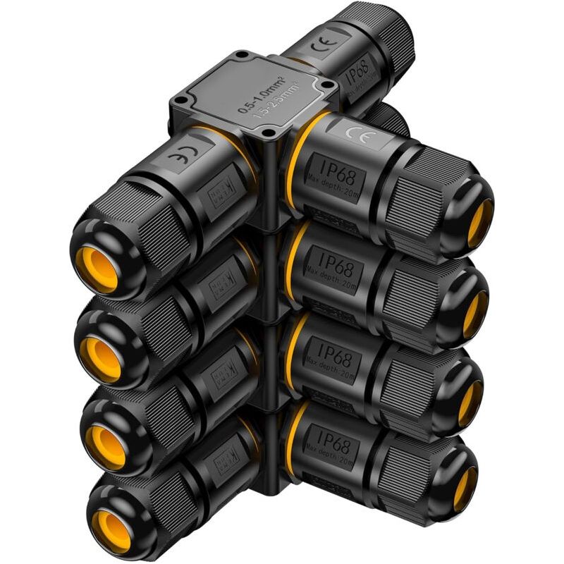 Wasserdichte Abzweigdose Ip68, 3-wege – Kabelverbinder Für Kabel Ø6-11mm – Uv- Und Korrosionsbeständig – Schnappinstallation