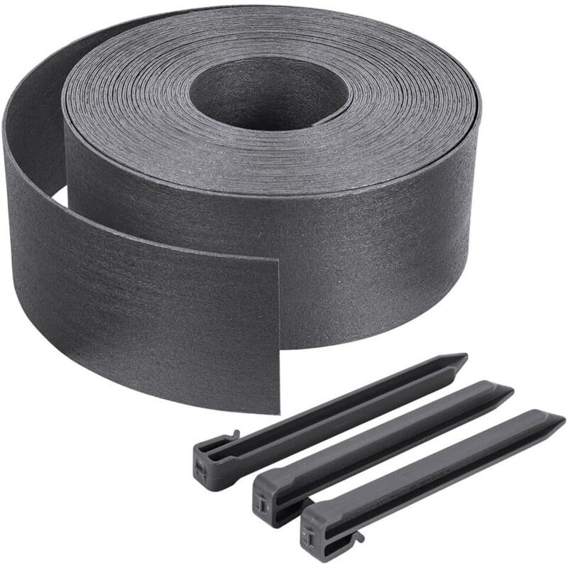 Gartenrand Aus Recyceltem Pe, 10 M – Höhe 12 Cm, Stärke 3 Mm – 10 Pfähle Aus Polypropylen – Natürliche Optik Zur Abgrenzung