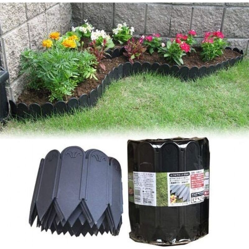 Gepflasterter Gartenrand 2 M – Höhe 15 Cm – Material: Schwarzes Pp – Wetterfest – Installation Ohne Ausgraben