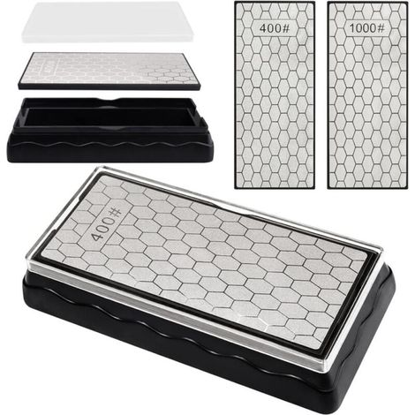 Diamant-doppelseitiger Schleifstein (körnung 400/1000, 185x92x40 Mm), Messerschärfer Mit Rutschfester Basis Zum Schärfen Von Messern Und Scheren, Küchen- Und Outdoor-werkzeug