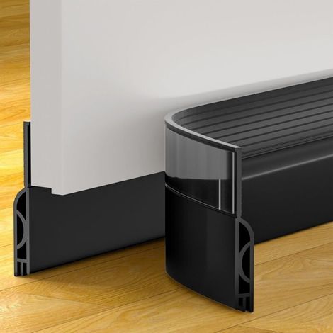 Türisolierung 100 Cm, Selbstklebender Türdichtungsstreifen, Silikon-türbodenleiste Gegen Kälte Und Wärmeisolierung (100 X 5 Cm, Schwarz)