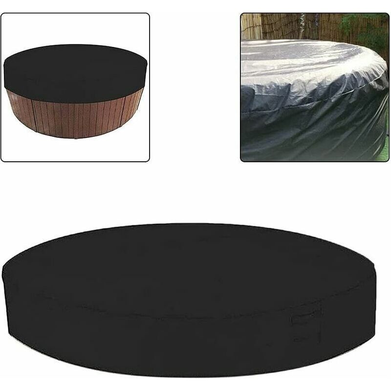 Abdeckung Für Runden Whirlpool 200 Cm – Silberbeschichtetes Polyester-taft – Uv-beständig – Regen- Und Schneeschutzhülle – Verstellbare Riemen