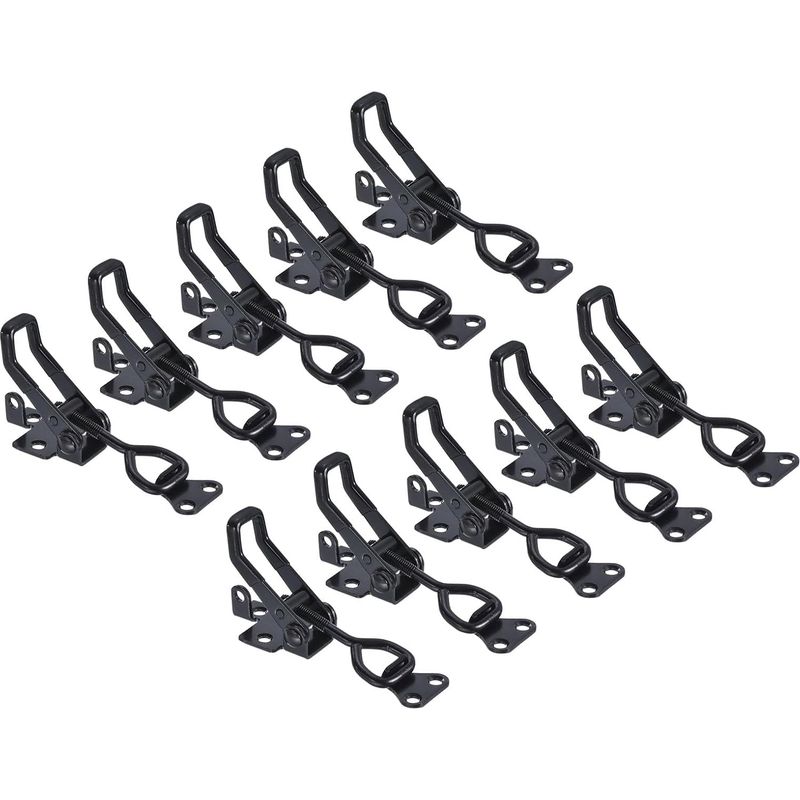 Set Aus 10 Verstellbaren Kipphebelverschlüssen, Metallene Reißverschlussklemmen, Modell 4002, Schnellverschluss-kipphebel Für Schranktüren, Schwarz, Schrauben Nicht Enthalten