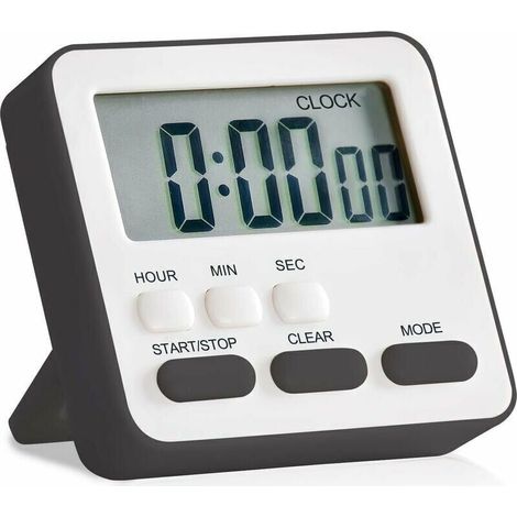 24-stunden-digital-küchentimer, Großes Display, Tonalarm (schwarz)