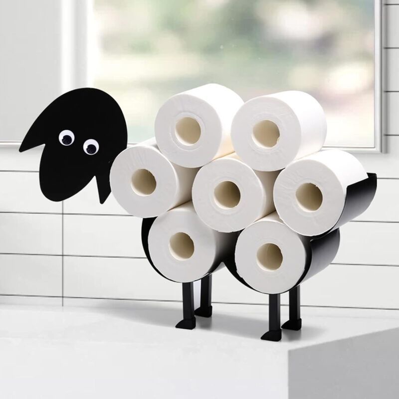 Metall-wc-papierrollenhalter – Dekoratives Schafdesign – Fassungsvermögen Für 8 Rollen – Für Badezimmer – Schwarz