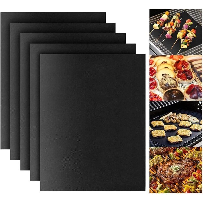 Set Aus 5 Wiederverwendbaren Grillmatten, 50x40 Cm – Antihaft-silikon – Hitzebeständig Bis 260 °c – Für Alle Grilltypen Geeignet