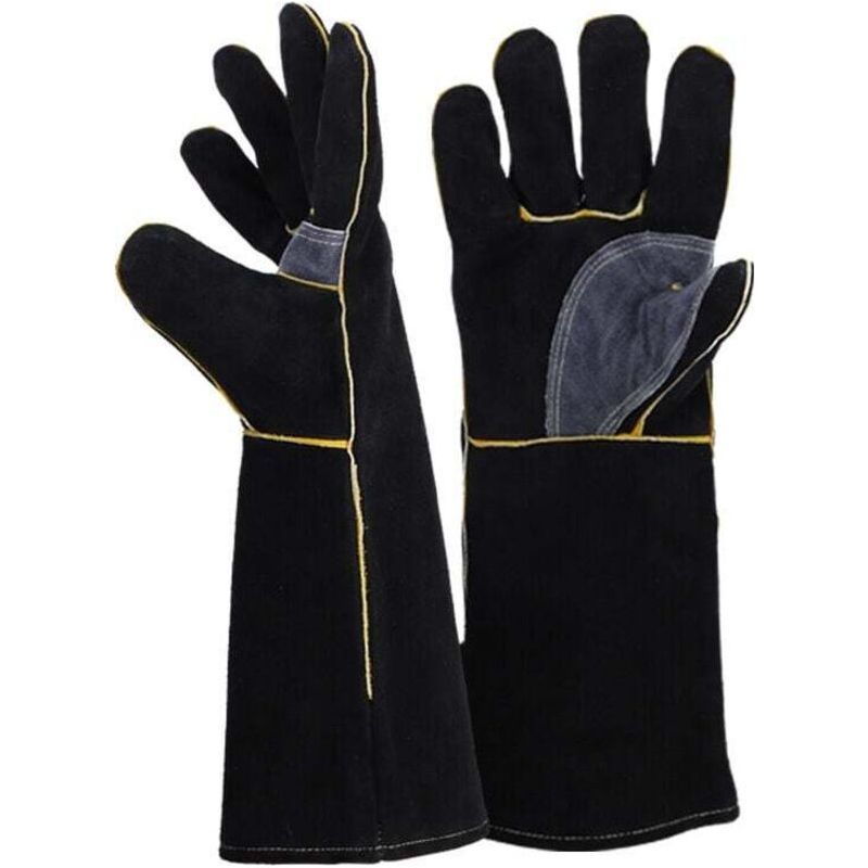 Feuerfeste Und Hitzebeständige Handschuhe, Leder Mit Kevlar-nähten, Ideal Für Kamin, Ofen, Backofen, Grill, Schweißen, Bbq, Mig, Topfhalter, Tierpflege (14 Stück)