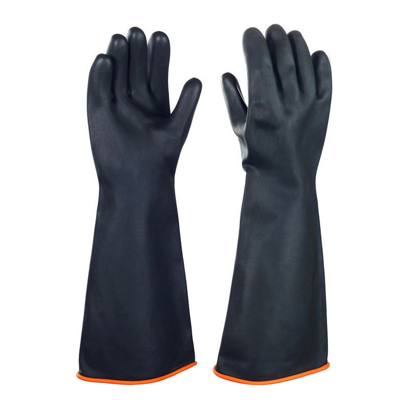 Chemikalienbeständige Latexhandschuhe, Lange Schutzhandschuhe Aus Industriell Sicherem Gummi, Schwarze Resistente Handschuhe, 1 Paar, 35 Cm
