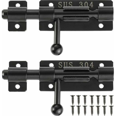 Bolzenverriegelungen Mit Schlüsselloch, Schiebetürschlösser Aus Edelstahl 304, 4 Zoll, Schwarz, 2er-pack