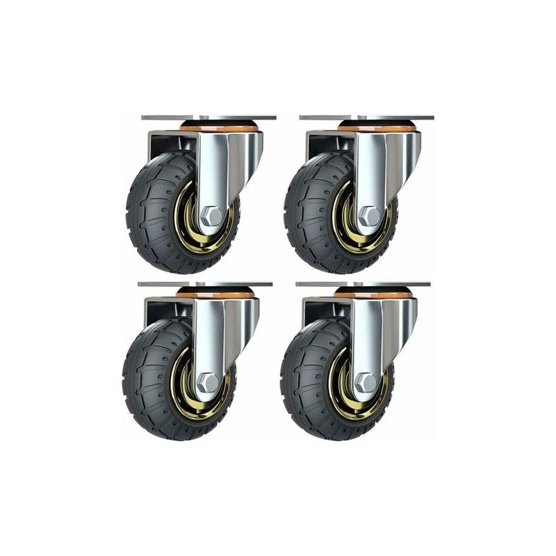 4er-set 3-zoll-universalrollen Ohne Bremsen, Leise Laufrollen, Schwenkbare Transportrollen Mit Platte, 75 Mm Industrierollen Für Möbel