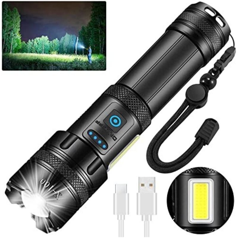 Ultra-starke Led-taschenlampe – 1.000.000 Lumen, Wasserdicht Ipx7, Wiederaufladbar, 7 Lichtmodi Mit Cob-licht Für Camping, Wandern Und Notfälle