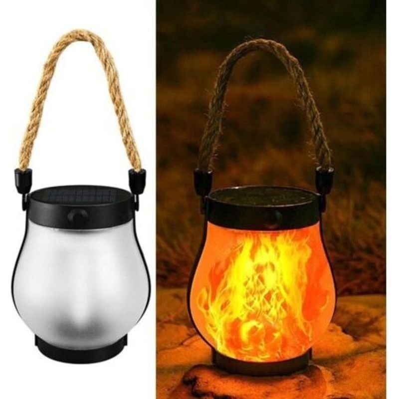 Solarleuchten Mit Flackernder Flamme - Solarlaterne Mit Tanzender Flamme - Außenleuchten - Automatischer Lichtsensor - Wasserdichte Hängelaterne Für Gehweg, Hof, Terrasse