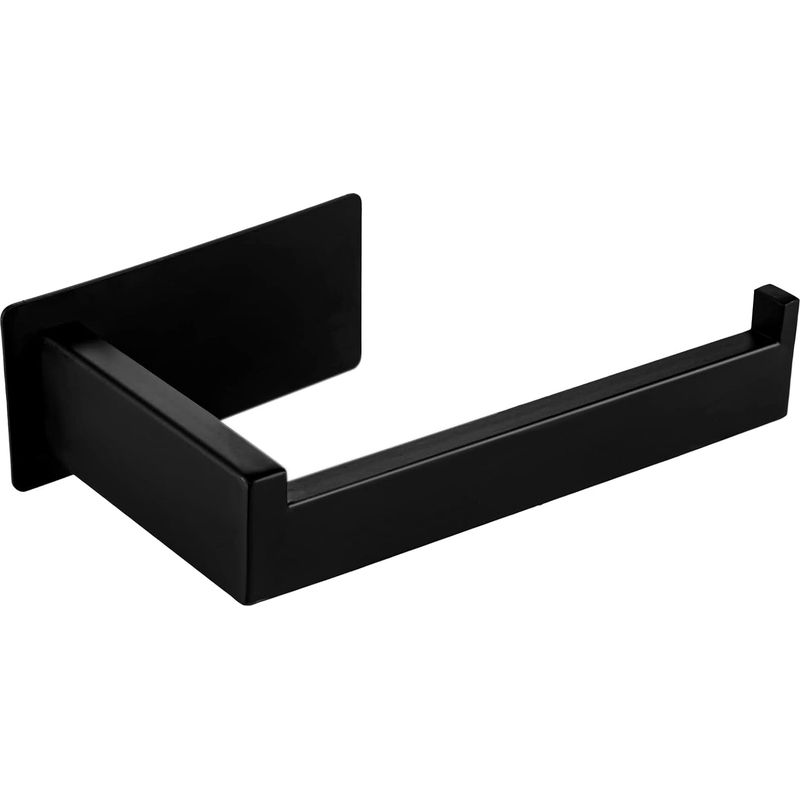Toilettenpapierhalter, Kein Bohren Erforderlich, Edelstahl Sus 304, Selbstklebend, Quadratisch, Matt Schwarz