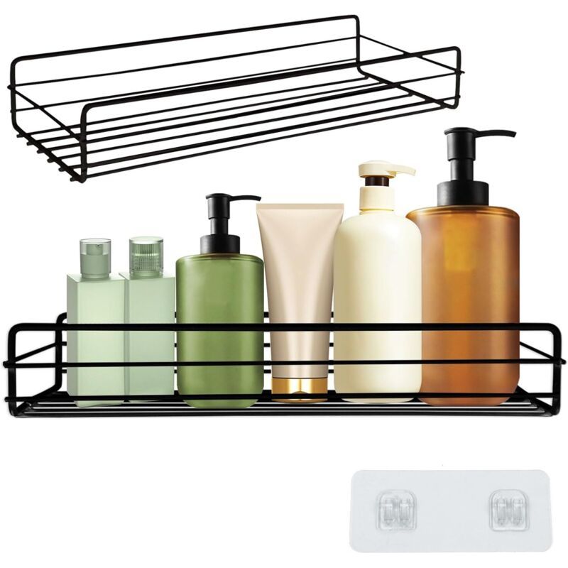 Badregal, Duschregal Ohne Bohren, Badezimmeraccessoires Zur Aufbewahrung Von Shampoo Und Duschgel, Badorganizer, Schwarz