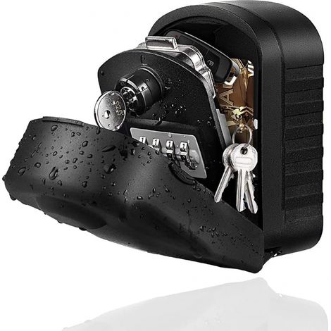 1er Sicherheits-schlüsselkasten, Großer Außenschlüsselkasten, Schwarz, Mit 4-stelligem Code Und Notschlüssel, Wasserdichte Und Rostfreie Wand-schlüsselbox Für Schulen, Büros, Fabriken