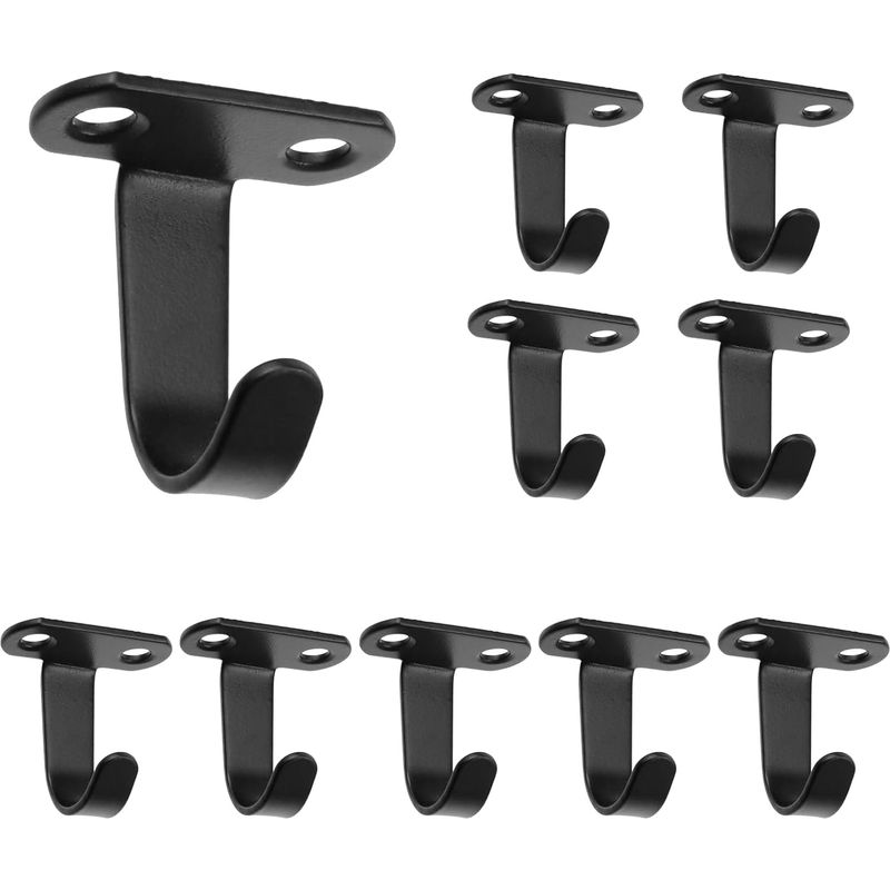 10er-set Edelstahl-deckenhaken Zum Einschrauben Für Handtücher Unter Dem Regal, Haken Für Bademäntel, Robuste Kleiderhaken Für Schrank, Garderobe, Badezimmer, Küche (schwarz)