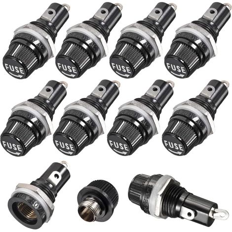 10 Stück 5 X 20 Mm Ac-sicherungshalter 10a 250v Schwarz, Schraubverschluss-sicherungshalter Für Frontplattenmontage