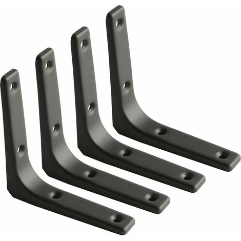 Wandregalhalterung, Matte Schwarze Metallhalterung, Robuste Halterung, 100 Mm X 100 Mm, 4 Stück