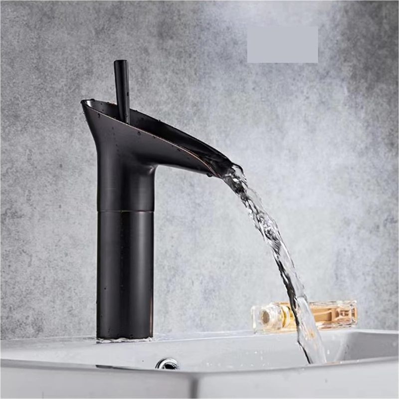 Waschtischbatterie Für Badezimmer, Kaskadenmischer, Einstellbarer Mischbatterie Für Warmes Und Kaltes Wasser, Verchromtes Messing, Schwarz