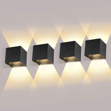 4er-pack Innen-/außen-wandleuchte Mit Einstellbarem Abstrahlwinkel, 12w Led-wandlampe, 3000k Warmweiß, Schwarz, Wasserdicht Ip65 [energieeffizienzklasse F]