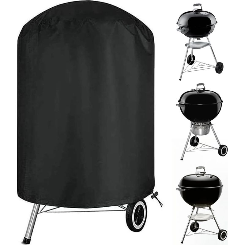 Grillabdeckung Für Holzkohlegrill - Runde Grillabdeckung - Kompatibel Mit Den Meisten Holzkohlegrills - 27,5 X 27,5 Zoll - Schwarz