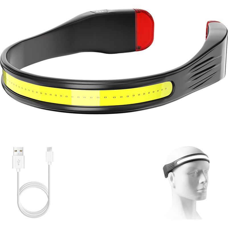 Led-stirnlampe, Wiederaufladbare Stirnlampe Mit 230° Breitem Lichtstrahl Und Rotem Rücklicht, Mit 3 Beleuchtungsmodi, Stirnlampe Für Erwachsene Zum Laufen – Schwarz