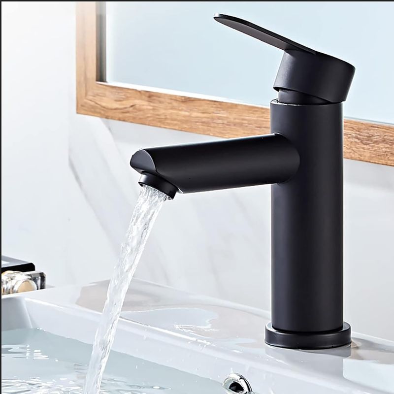 Heiß- Und Kaltwasser-waschbeckenarmaturen Aus Edelstahl Für Bad Und Badezimmer, Wassersparend, Leise Und Tropffrei, Geeignet Für Badezimmer, Waschbecken Und Kleine Küchenarmaturen (schwarz)
