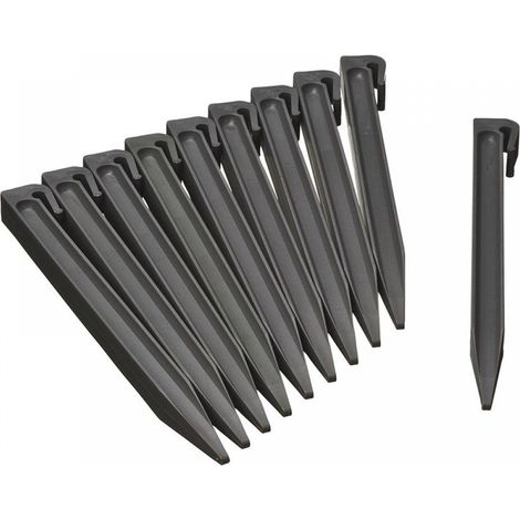10er Set Kunststoff-randeinfassungspfähle, Gartenabgrenzungspfähle, Erdpfähle Für Rasen - Schwarz