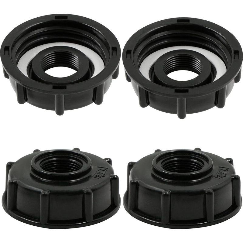 Ibc-tankadapter Anschluss - Fass Rohrverbindungs Zubehör Deckel Behälter - Für Gartenschlauch Adapter Tankausgang Anschluss 3/4 Zoll - 4 Stück Schwarz