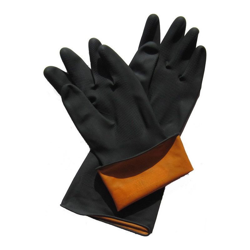 35cm Schwarze, Widerstandsfähige Handschuhe, 1 Paar. Chemikalienbeständige Latexhandschuhe, Lange Gummischutzhandschuhe Für Die Industriesicherheit.