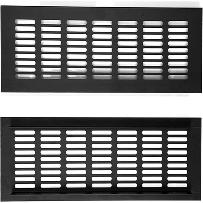 Rechteckiges Lüftungsgitter Aus Schwarz Mattem Aluminiumlegierung (300 Mm × 80 Mm, 2er-pack) Für Luftansaugung, Kompatibel Mit Schränken, Kleiderschränken Und Schuhregalen