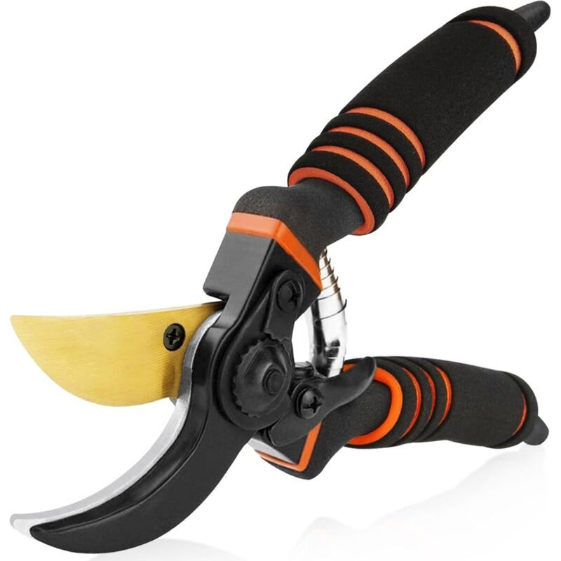 Professionelle Gartenschere Mit Titan-edelstahlklinge & Ergonomischem Griff – Schneidet Äste Bis Zu 19 Mm, Ideal Für Rosen, Hecken Und Bäume, Leicht Und Langlebig (21 Cm, Sicherheitsverschluss)