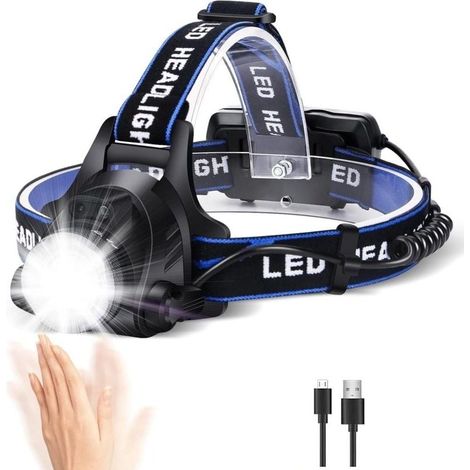 Leistungsstarke, Wiederaufladbare Led-stirnlampe, Verstellbare Taschenlampen-stirnlampe Mit 3 Modi, Usb-kabel Und Zwei 18650-batterien Für Angeln, Radfahren, Wandern, Laufen Und Camping - Liaiki
