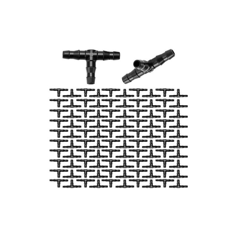 100 Stück 4/7 Mm Kunststoff-t-stück Schlauchverbinder, T-verbinder Mit Nippel Für Gartenschlauch, T-stück Für Tropfbewässerung, Für Gartenbewässerungssysteme, Rasen