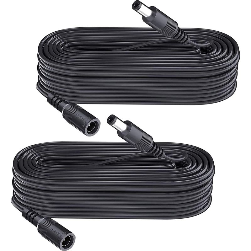 2er-pack 10 M Dc-stromverlängerungskabel, 5,5 Mm X 2,1 Mm Stecker, Männlich Auf Weiblich, Dc 5 V 6 V 9 V 12 V 24 V Für Überwachungskameras, Dvr, Router, Drucker, Led-streifen, Schwarz