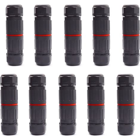 10 Stück Ip68 Wasserdichte Elektrische Kabelstecker, 3-polige Buchse Wasserdichte Stecker Außensteckdose Wasserdichte Kabelverbinder