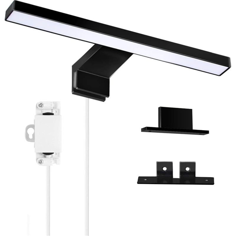 Led-spiegellampe Für Badezimmer, Schwarz, 5w, 30cm, 400lm, Klemmleuchte Für Schrank, Kaltweiß 6000k, Ip44 Wasserdicht, Aufbauleuchte Für Badezimmerschrank, Wandleuchte (300mm)