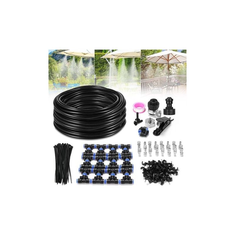 Nebelsystem, 18 M / 59 Ft Tropfbewässerungs-kit Mit 24 Galvanisierten Messing-zerstäuberdüsen, Automatisches Bewässerungssystem-set Für Garten Und Pflanzen