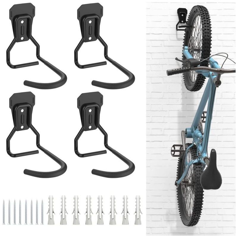 4er-set Fahrradhalterungen, Eisen-kleiderbügel-haken, Robuste L-förmige Wandhalterung Zur Aufbewahrung, Praktische Vertikale Fahrradhalterung Für Zuhause Und Garage, Schwarz