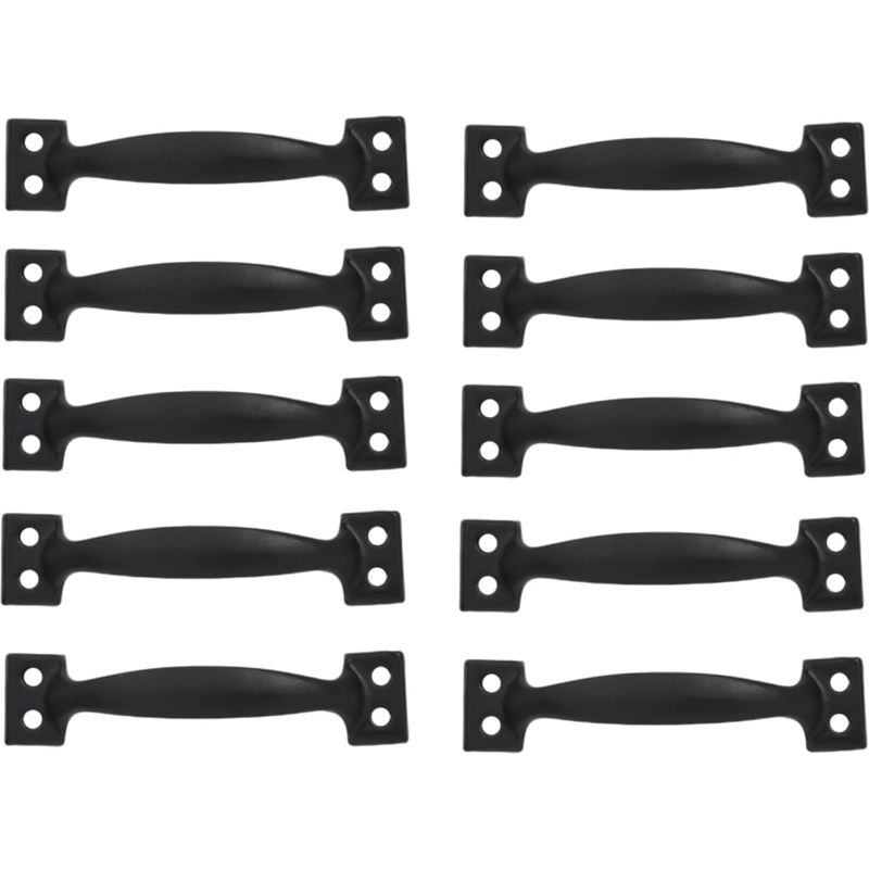 Set Aus 10 Gebogenen Vintage-türgriffen, Antike Lackierte Holztürgriffe (133 Mm, Schwarz)