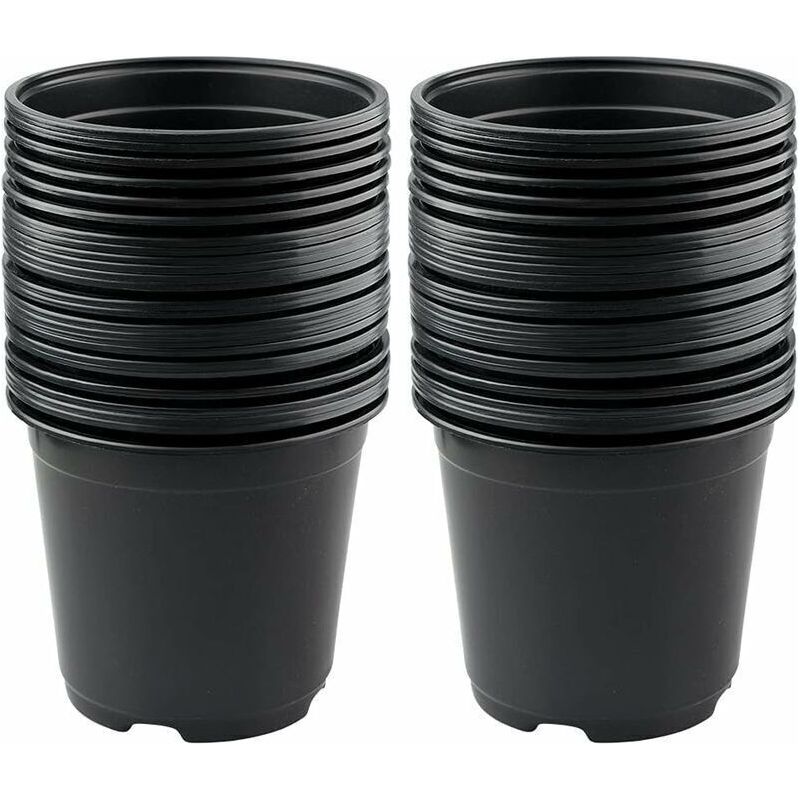 50er Set Schwarze Kunststoff-blumentöpfe, 15 Cm, Für Sukkulenten, Gemüse Und Stecklinge Von Zhuoxuan