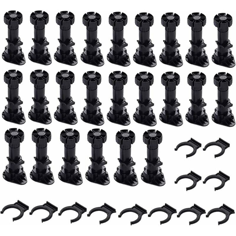 24 Stück Schrankfüße, Möbelfüße, Verstellbare Möbelfüße, Sockel Mit Clips Für Möbel, Schränke Und Sofas (80 Mm-100 Mm)