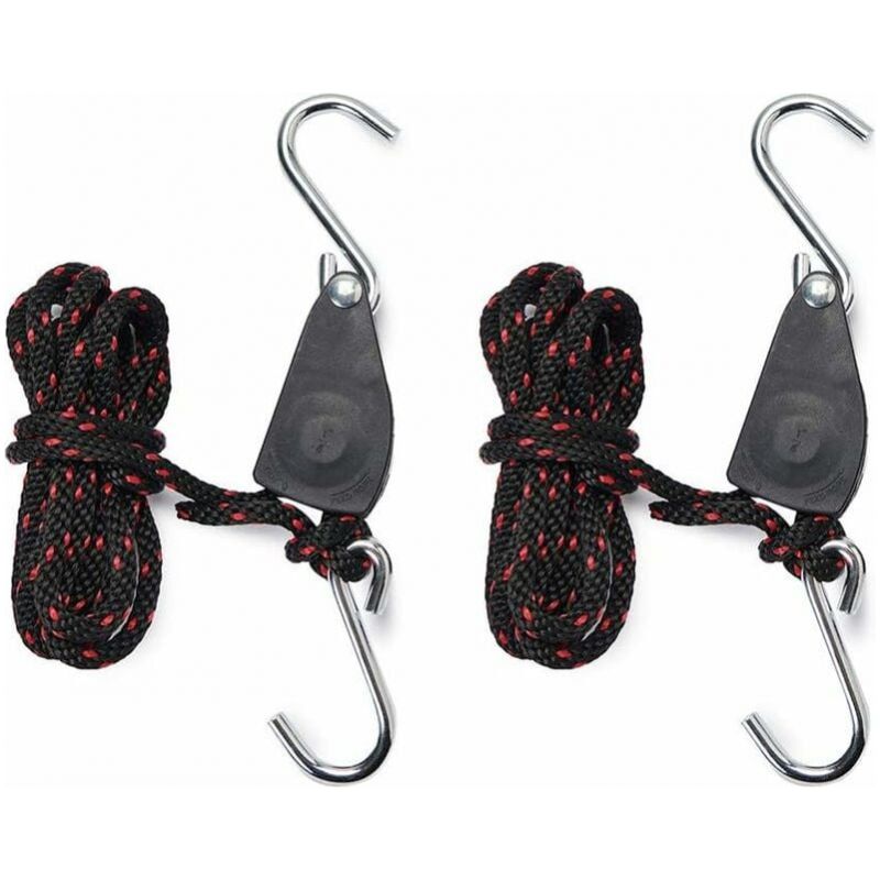 Ratschengurt 1/4 Zoll, Seilspanner Für Wachstumslampe, 2 Stück, Verstellbares Haken-seil, Seildicke 6 Mm, Integriertes Metallrad, 2,4 M Seillänge