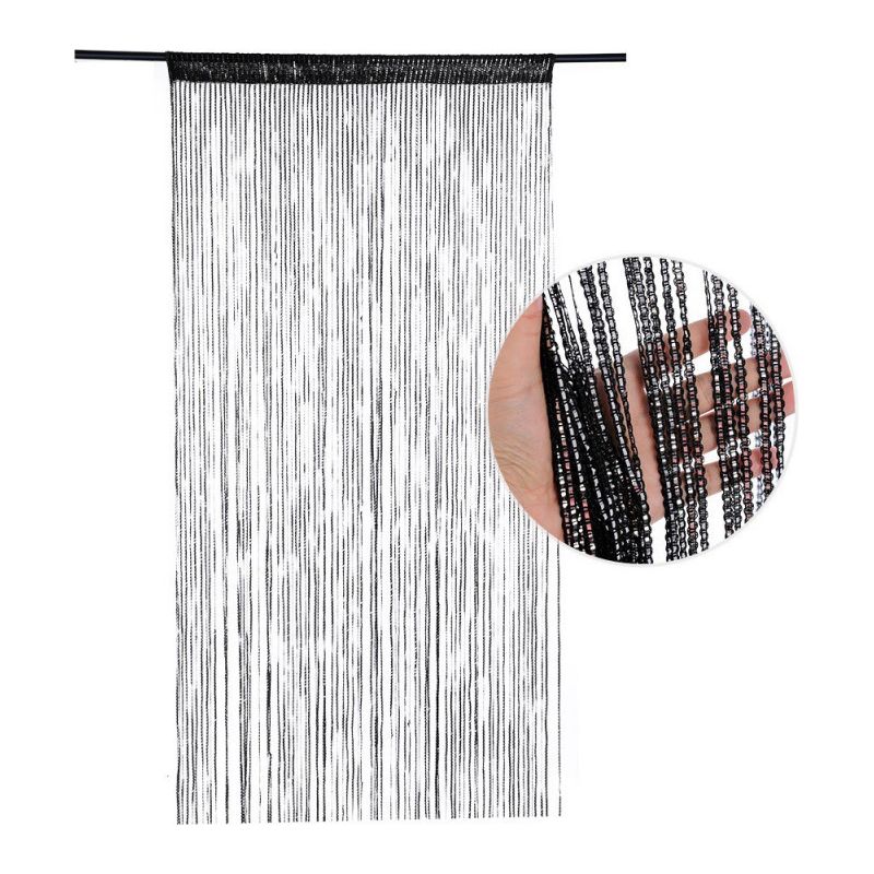 Türmoskitonetz 100 X 200 Cm, Raumvorhang, Türvorhang, Trennvorhang, Quastenvorhang (schwarz)