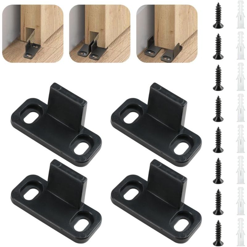 4er-set Schiebetür-bodenführungen 45/20/24 Mm, Bodenschiene Für Scheunentüren, Multifunktionale, Geräuscharme Und Robuste Bodenführung Mit Schrauben Für Schiebetüren