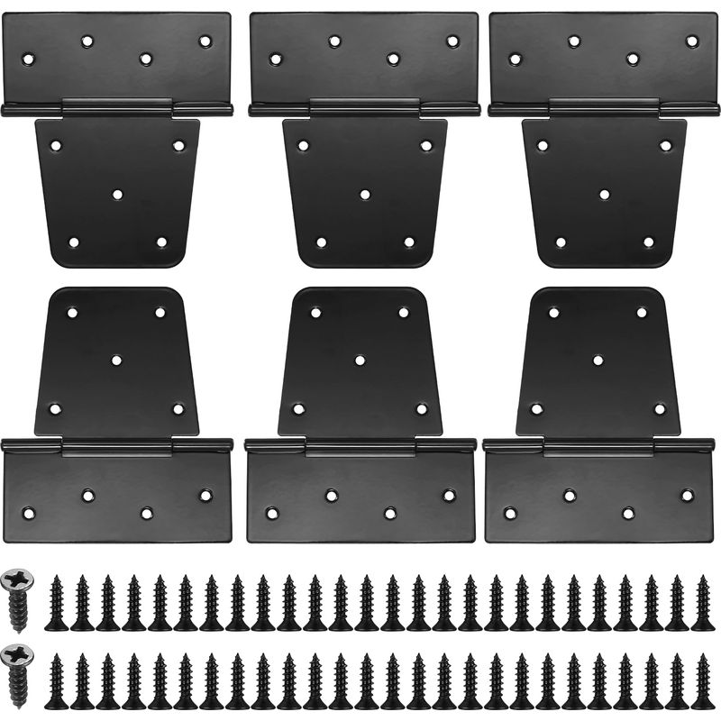 Robuste Faltbare Türscharniere, 6 Stück, T-scharniere, Schwarz, Für Holztüren, Gartentor, Außenscharniere, Mit 54 Schrauben